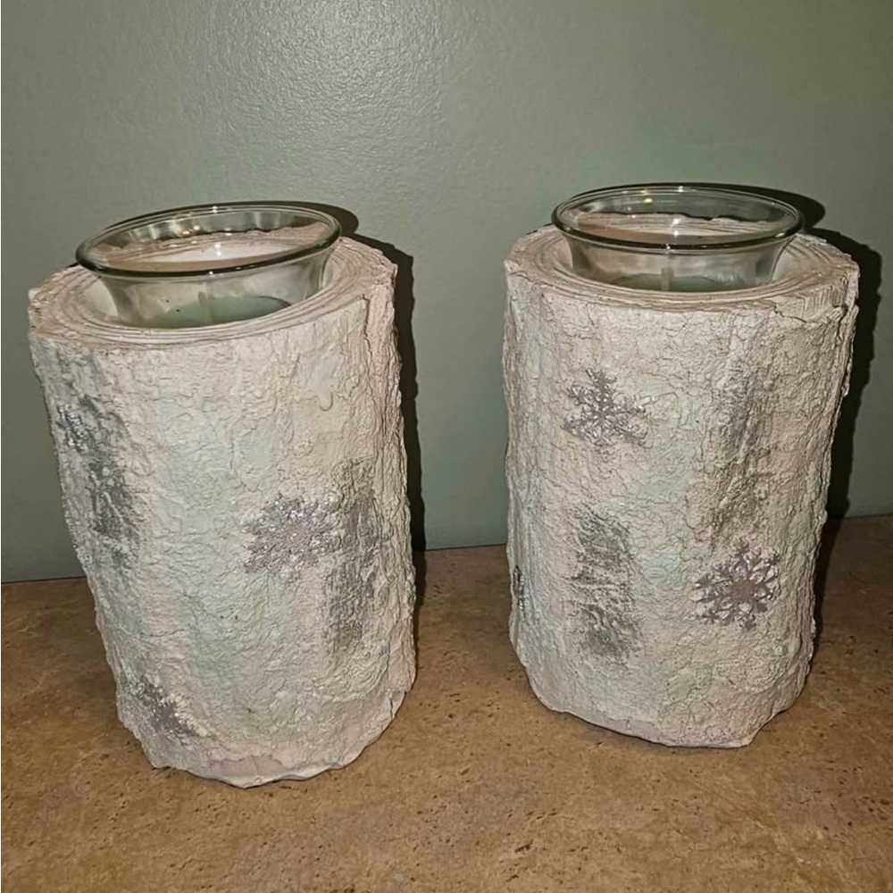 Rustic Sn❄️wflake Candle Holders